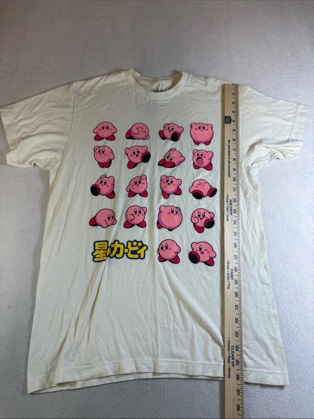 Kids Cream Kirby Character Tee with Pink Graphics